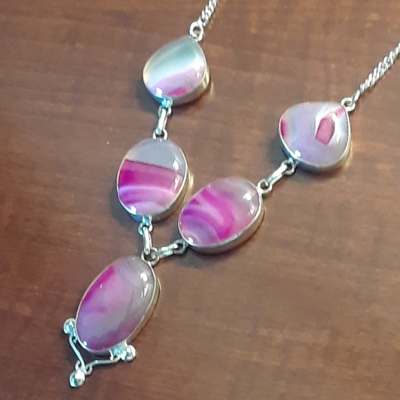 skilled silversmith (usa) Jewelry - 🔥New!  78 + tcw Hot Pink Botswana Agate .925 +🎁